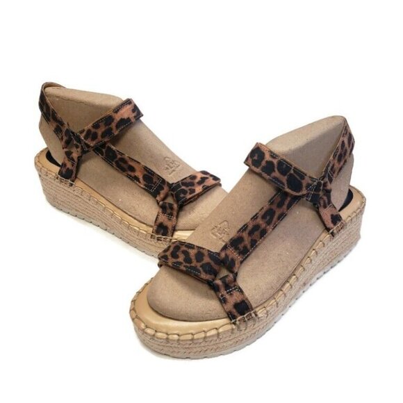 Nine West Womens Size 6 Gaduex2 Espadrille Wedge Open Toe Sandals Brown Leopard - Picture 4 of 8